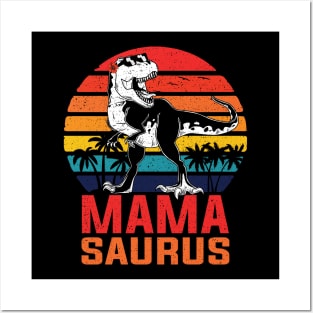 Mamasaurus T Rex Dinosaur Mama Saurus Family Matching Women Posters and Art